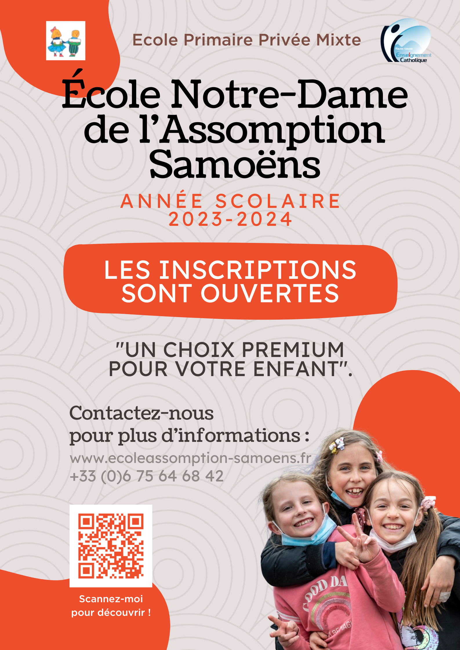 Inscriptions - EAS 2023-24 affiche inscriptions année scolaire 2023 2024 école Assomption Samoëns
